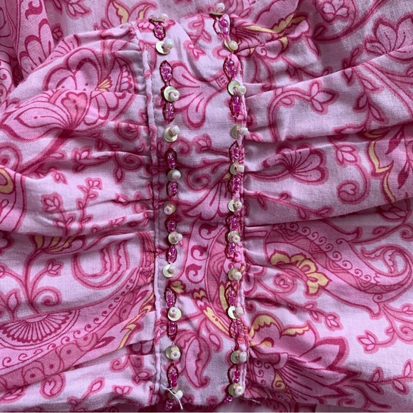 Robert Graham Sonnet Floral Paisley Embellished tunic top pink - Picture 8 of 14